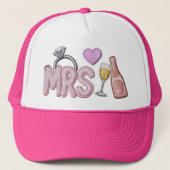 Bride MRS Imitats Patch bestickt Champagner Truckerkappe (Vorderseite)