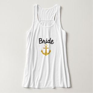 Bride Nautical Anchor Gold Foil Tank Top