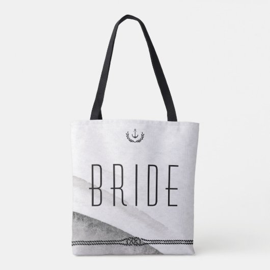Bride Nautical Wedding Bags grau und weiß Tasche (Rückseite)