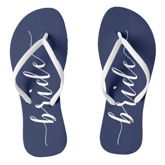 Bride Navy Blue Wedding Party Flip Flops Slim Badesandalen (Fußbett)