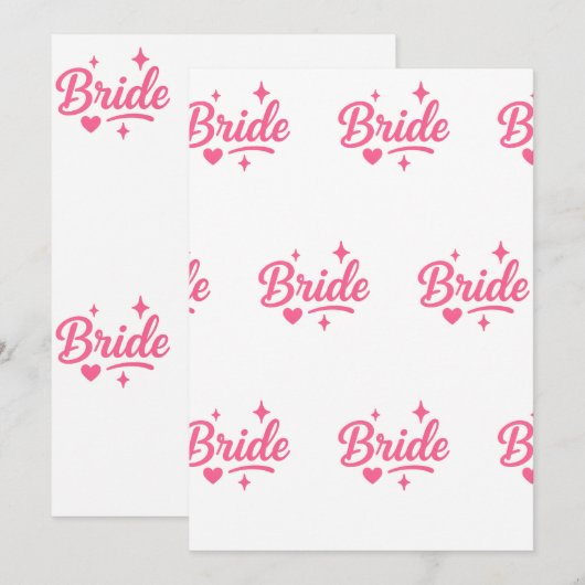 Bride Neon Pink Einladung (Vorne/Hinten)