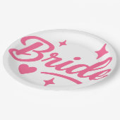 Bride Neon Pink Pappteller (Schrägansicht)