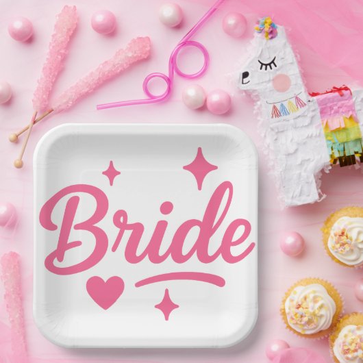 Bride Neon Pink Pappteller (Party)