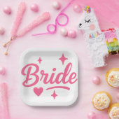 Bride Neon Pink Pappteller (Party)