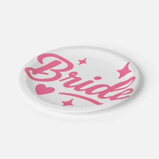 Bride Neon Pink Pappteller (Schrägansicht)