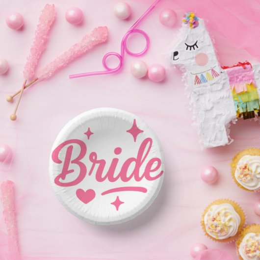 Bride Neon Pink Pappteller (Party)