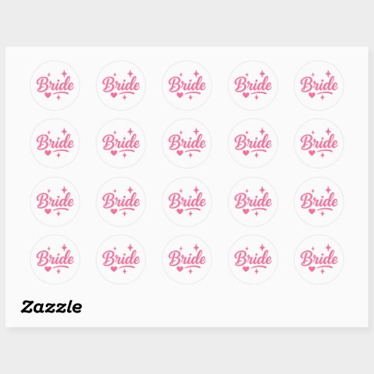 Bride Neon Pink Script Runder Aufkleber (Blatt)