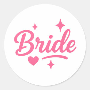 Bride Neon Pink Script Runder Aufkleber