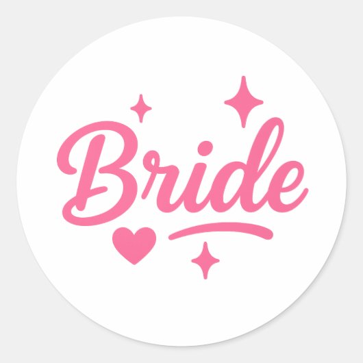 Bride Neon Pink Script Runder Aufkleber (Vorderseite)