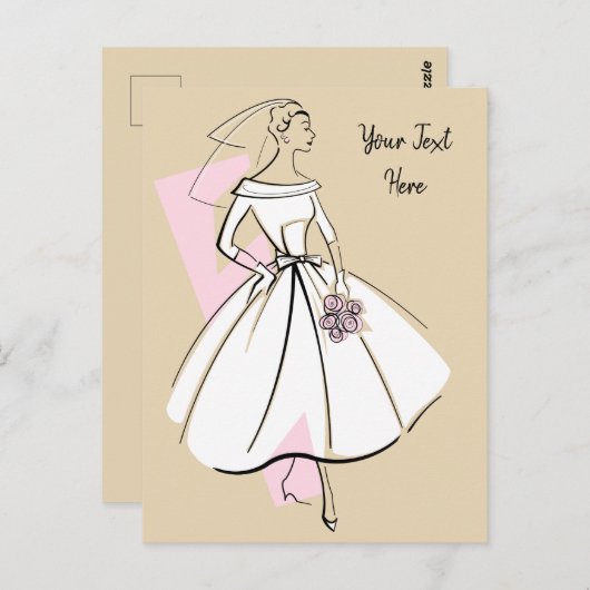 Bride-neutraler Text beige Postkarte der Mode (Vorne/Hinten)