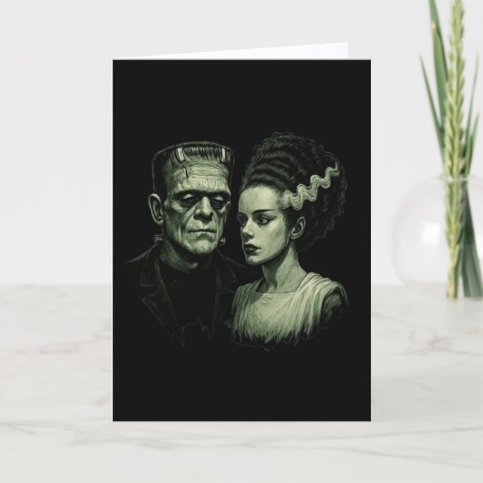 Bride Of Frankenstein Folded Card Feiertagskarte (Vorderseite)