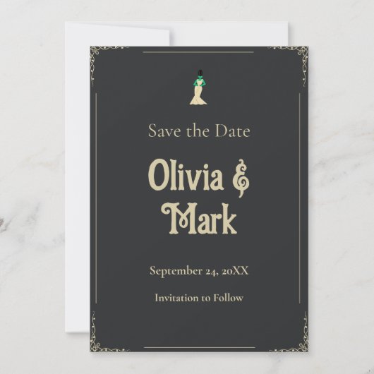 Bride of Frankenstein Save the Date | Gothic Einladung (Vorderseite)