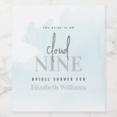 Bride On Cloud Nine Simple Modern Bridal Shower Weinetikett (Einzelnes Label)
