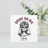 bride or die bachelorette gothic einladung (Stehend Vorderseite)