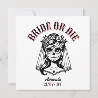 bride or die bachelorette gothic einladung