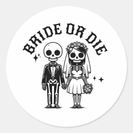 bride or die bachelorette party floral skeletons runder aufkleber (Vorderseite)