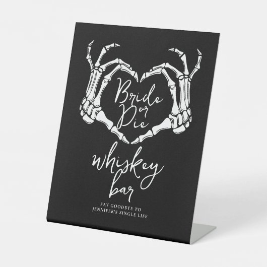 Bride or Die Bachelorette Party Gothic Heart Sockelschild (Vorderseite)