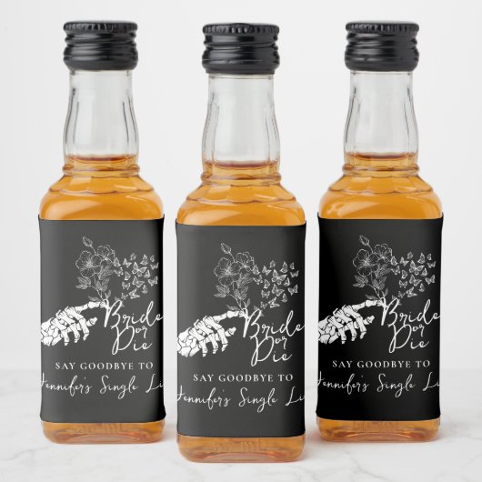 Bride or Die Gothic Heart Bachelorette Party  Alkoholflaschenetikett (Flaschen)