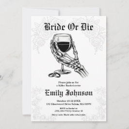 Bride or Die Gothic Skeleton Bachelorette Party Einladung