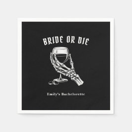 Bride Or Die Gothic Skeleton Bachelorette Party Serviette
