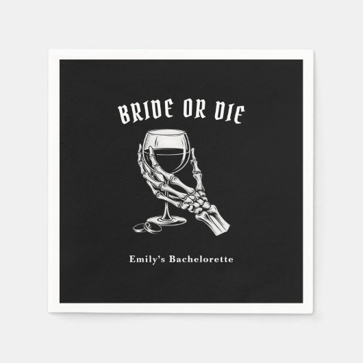 Bride Or Die Gothic Skeleton Bachelorette Party Serviette (Vorderseite)