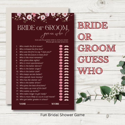 Bride or Groom Guess Who Game | Bride in Bloom