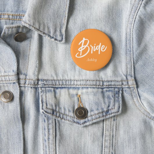Bride Orange White Wedding Script Button (Beispiel)