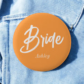 Bride Orange White Wedding Script Button