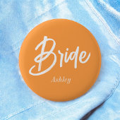 Bride Orange White Wedding Script Button