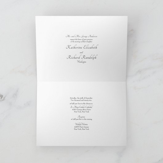Bride Parents formale White Wedding Card Karte (Innenseite)