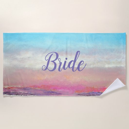 Bride Pastel Beach Sunset | Strandtuch (Vorderseite)