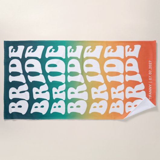Bride Pastel Gradient Retro Custom Strandtuch (Vorderseite)