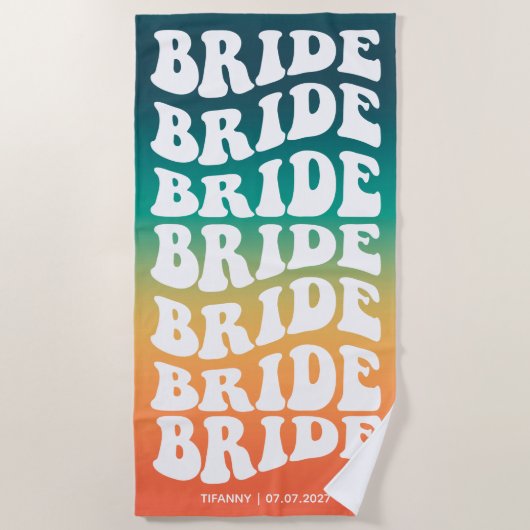 Bride Pastel Gradient Retro Custom Strandtuch (Vorderseite)