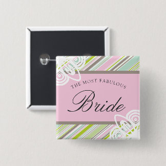 BRIDE Pastel Sweet Garden Streifen Wedelname Tag Button
