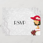 Bride Peacock Feathers Wedding RSVP Einladung (Vorne/Hinten)