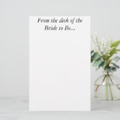 Bride Personal Custom Letter Wedding Stationery Briefpapier (Stehend Vorderseite)