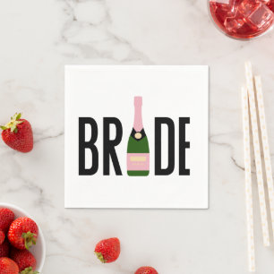 Bride Pink Champagne Bachelorette Serviette