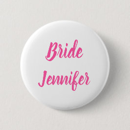Bride Pink Eleganter Chic Individuelle Name Gesche Button