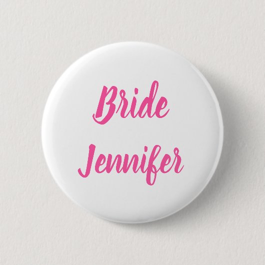Bride Pink Eleganter Chic Individuelle Name Gesche Button (Vorderseite)