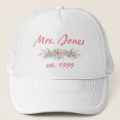 Bride Pink Floral Truckerkappe (Vorderseite)