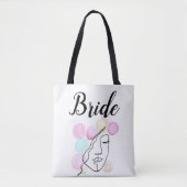 Bride Pink Gray Typografy Elegante Wedding Tasche  (Vorderseite)