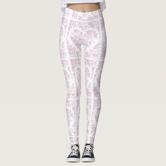 Bride Pink Heart Handmade Yoga Pants Leggings Gym (Vorderseite)