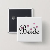 Bride Pink Hearts Button (Vorne & Hinten)