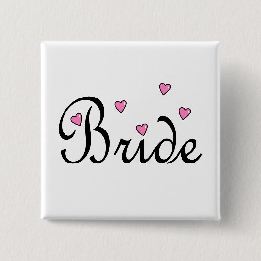 Bride Pink Hearts Button (Vorderseite)