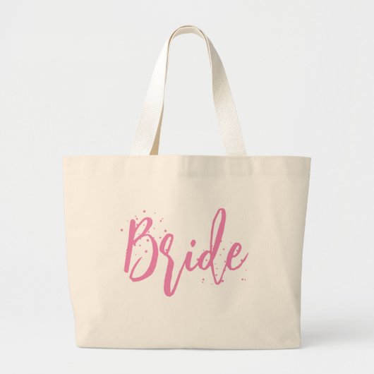 Bride Pink Niedlich Fun Kalligrafie Einfache Skrip Jumbo Stoffbeutel (Vorne)
