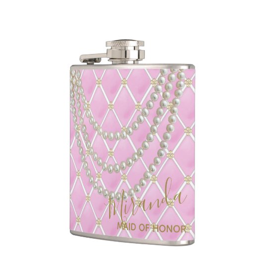 BRIDE Pink Parisian Theme Brautparty Flachmann (Links)