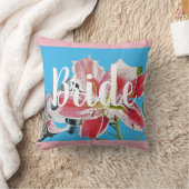 Bride Pink Retro Lily florale Hochzeitsdekissen Ki Kissen (Decke)