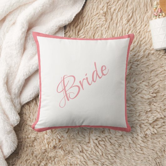 Bride Pink Script Chic Wedding Kissen (Decke)