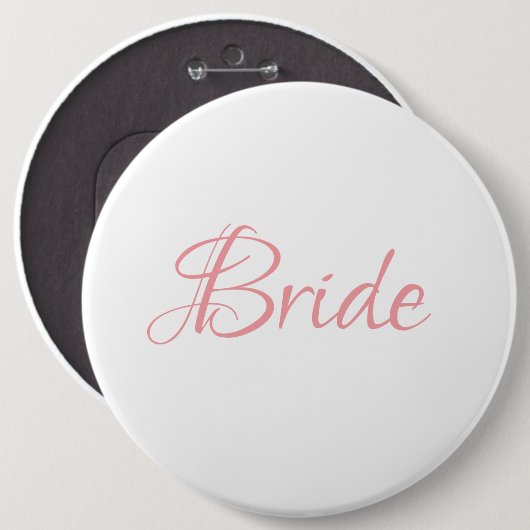 Bride Pink Script Hochzeit Elegant Einfaches Chic Button (Vorne & Hinten)