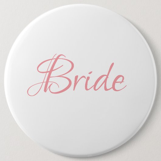 Bride Pink Script Hochzeit Elegant Einfaches Chic Button (Vorderseite)